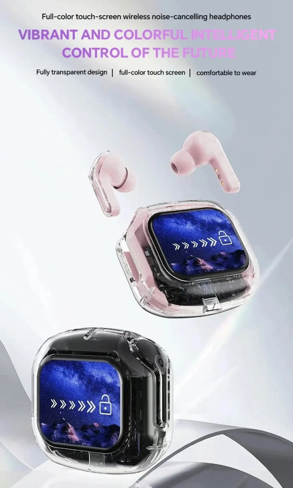 Translation Headphones with Multifunction Touch Screen Smart Wireless Bluetooth Earphone HiFi Audio Quality Business Earbud - Eleconic