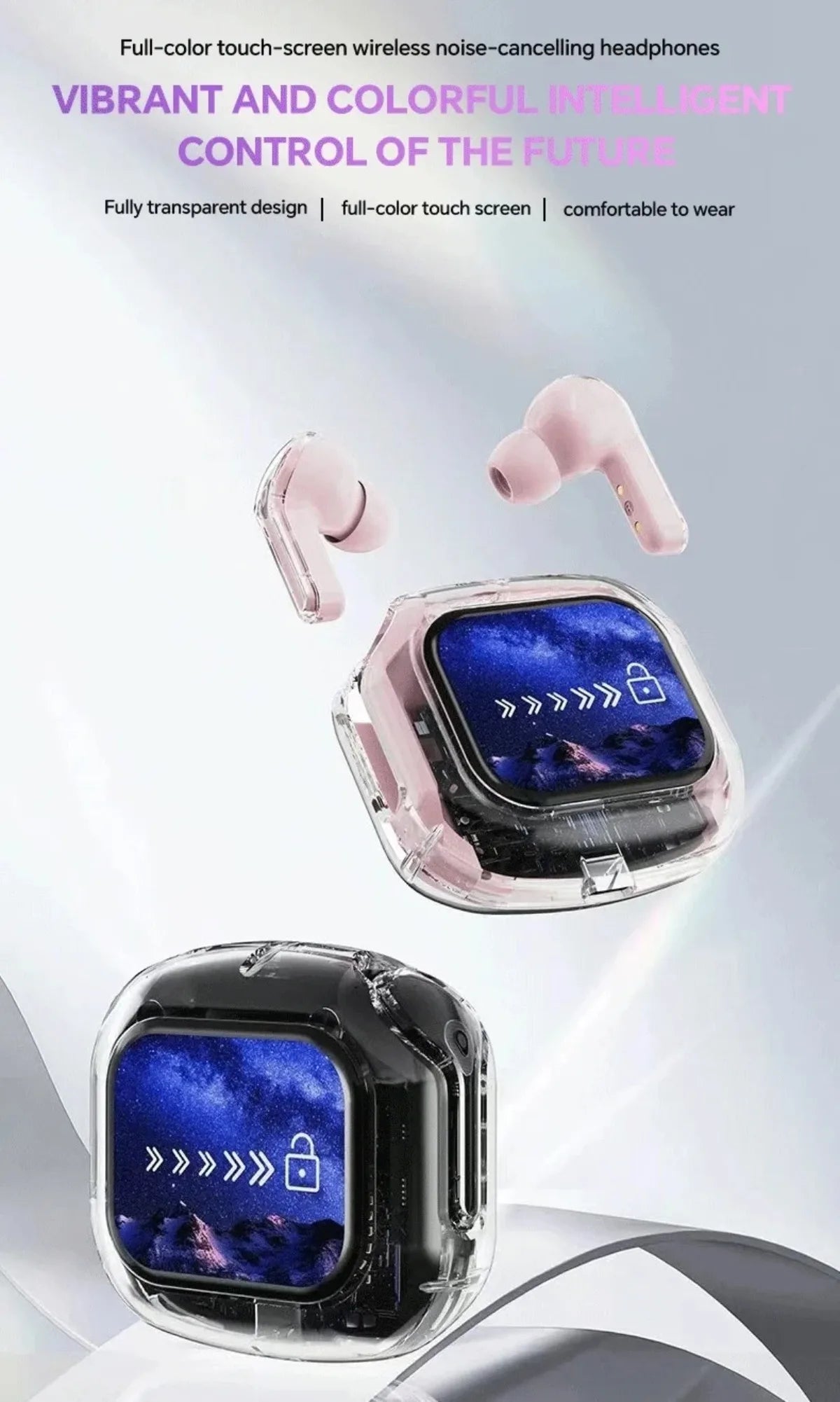 Translation Headphones with Multifunction Touch Screen Smart Wireless Bluetooth Earphone HiFi Audio Quality Business Earbud - Eleconic