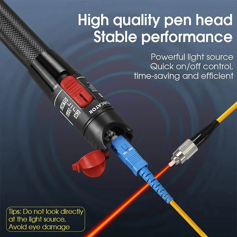 50mW Visual Fault Locator Fiber Optic Tester SC/FC/ST 2.5mm Interface Optical Fiber Pen Style Red Light VFL FTTH Tester Tool - Eleconic