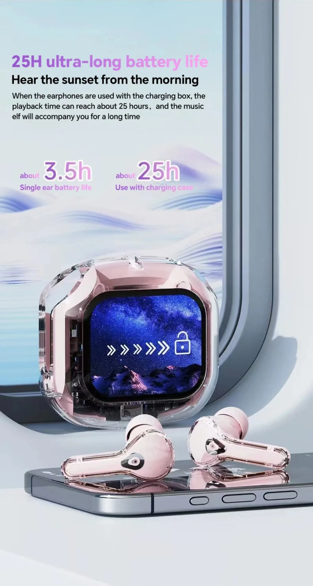 Translation Headphones with Multifunction Touch Screen Smart Wireless Bluetooth Earphone HiFi Audio Quality Business Earbud - Eleconic