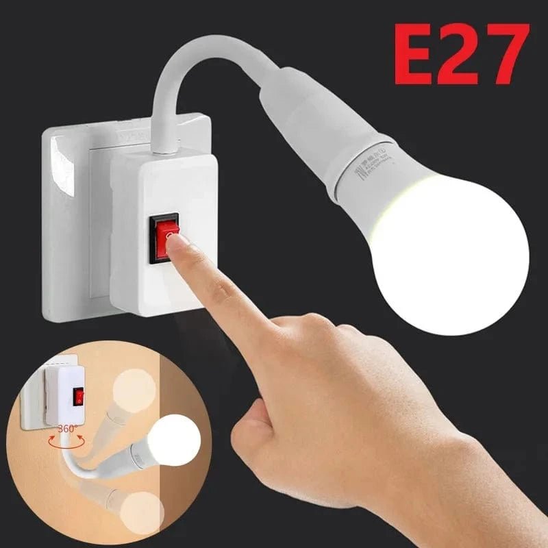 Flexible tube lamp holder E27 screw socket, rotatable European style plug with switch, bulb holder for wall mounted lamps - Eleconic