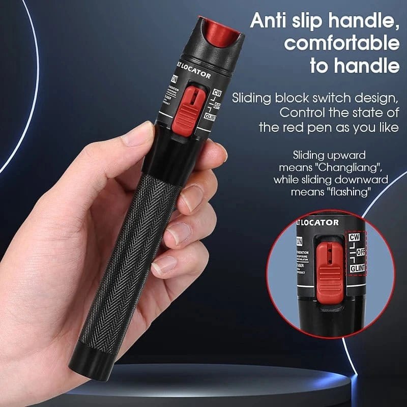 50mW Visual Fault Locator Fiber Optic Tester SC/FC/ST 2.5mm Interface Optical Fiber Pen Style Red Light VFL FTTH Tester Tool - Eleconic