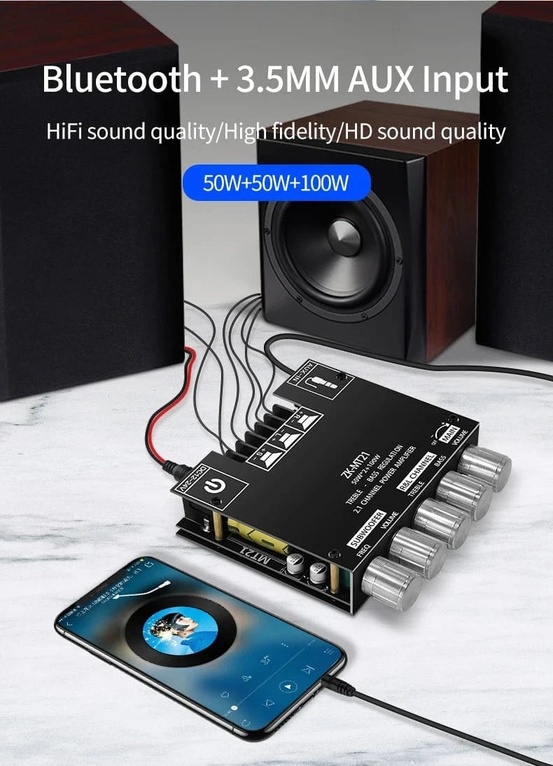 ZK - MT21 Channel Bluetooth 5.0 CS8673E 2.1 Subwoofer Amplifier Board 50W*2 +100W Power Audio Stereo Amplifier - Eleconic