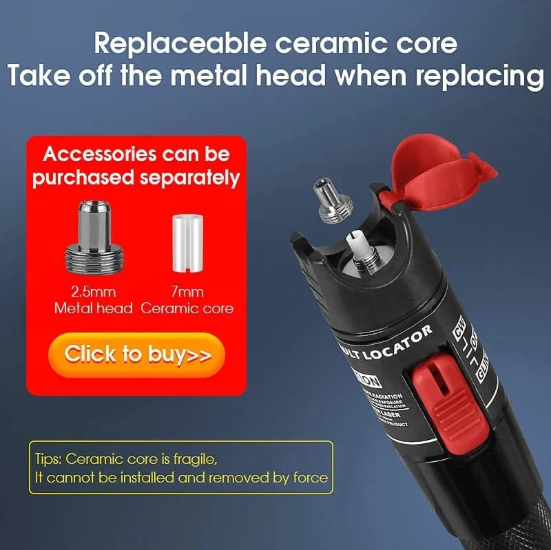 50mW Visual Fault Locator Fiber Optic Tester SC/FC/ST 2.5mm Interface Optical Fiber Pen Style Red Light VFL FTTH Tester Tool - Eleconic