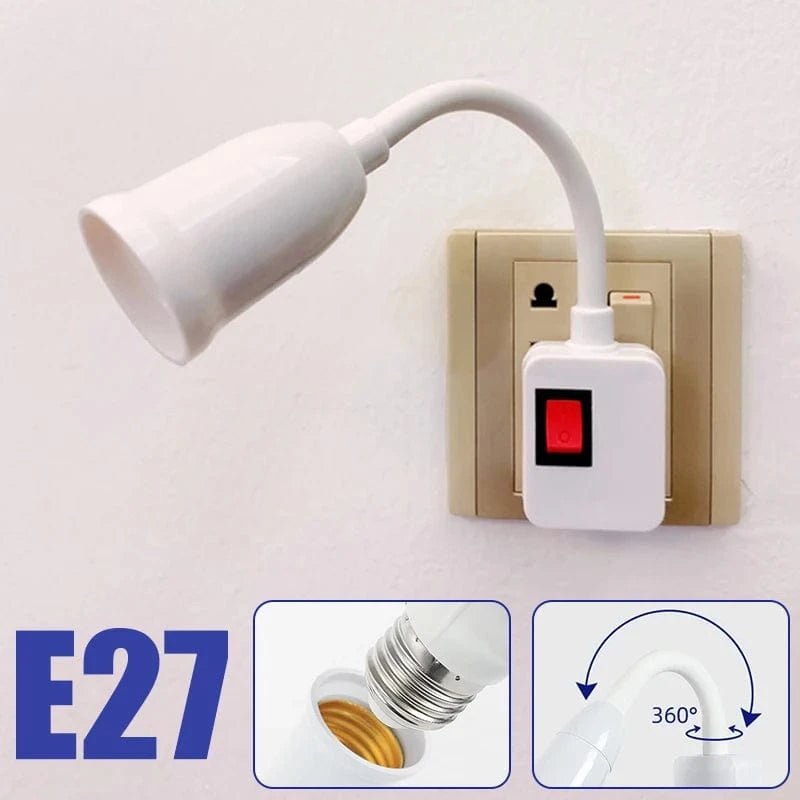 Flexible tube lamp holder E27 screw socket, rotatable European style plug with switch, bulb holder for wall mounted lamps - Eleconic