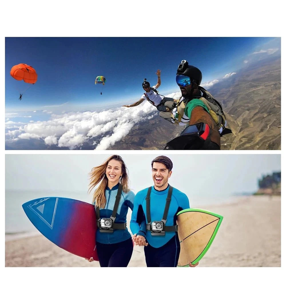 All - in - One 6pcs Action Camera Kit Head Strap Chest Strap Mount Adjustable for GoPro Phone Osmo Enhanced Stability Versatility - Eleconic