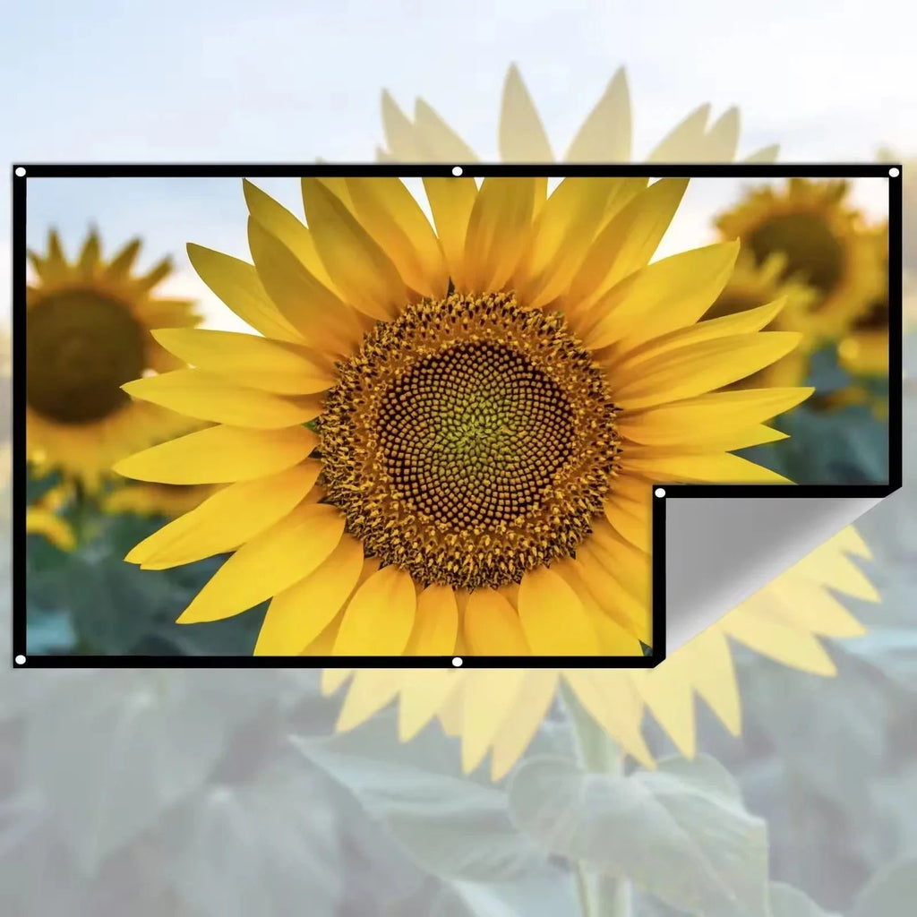 High Brightness Portable Projection Screen Anti - Light Projector Curtain Metal Reflective Cloth Fabric with Black Border& Eyelets - Eleconic