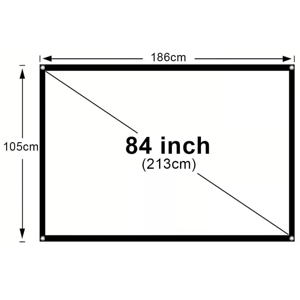 High Brightness Portable Projection Screen Anti - Light Projector Curtain Metal Reflective Cloth Fabric with Black Border& Eyelets - Eleconic