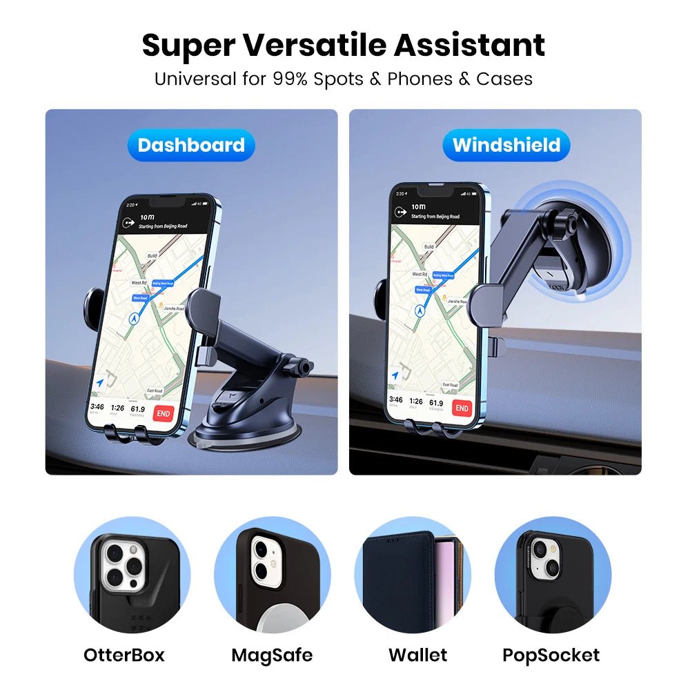 TOPK D39Z Car Phone Holder Super Stable Car Phone Mount for Car Dashboard/Windscreen/Air Vent Compatible with All Mobile Phone - Eleconic