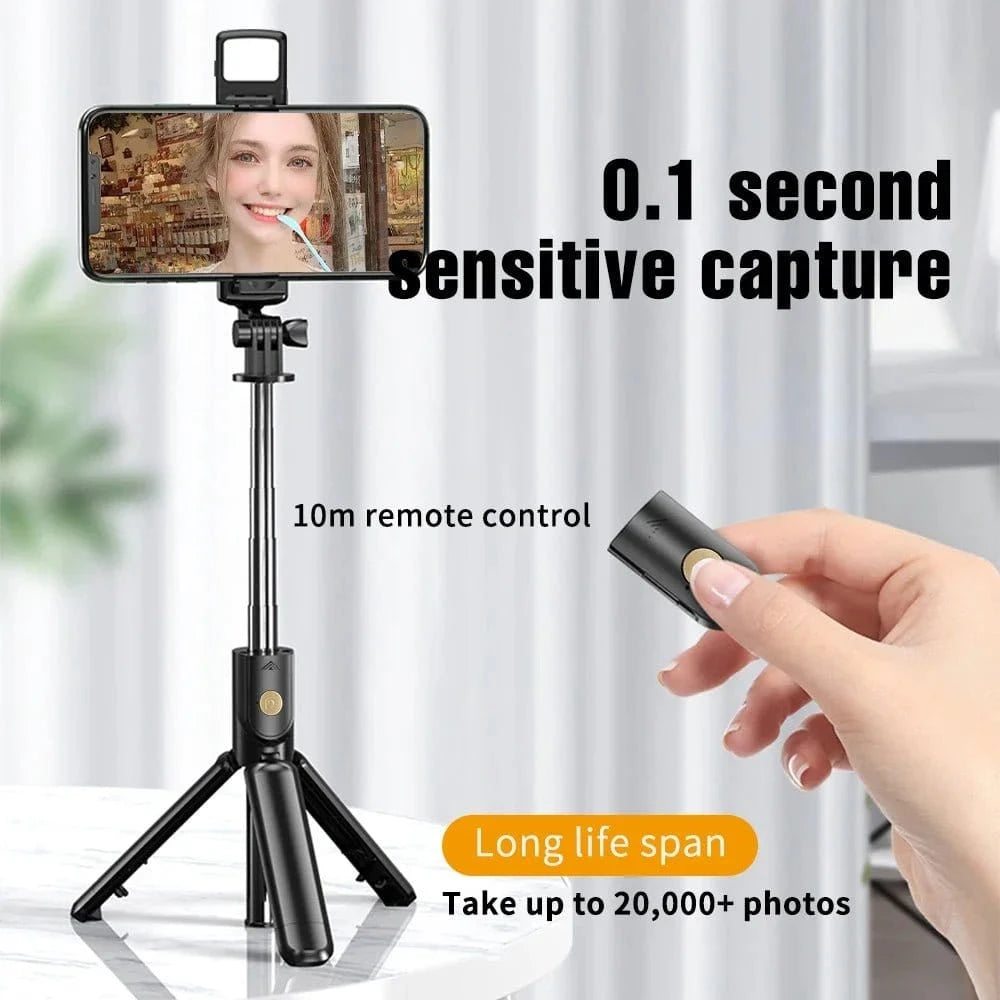 Handheld 360 Degree Flexible Sports Camera Mini Selfie Stick Tripod with Wireless Remote Mobile Phone Monopod Stand - Eleconic