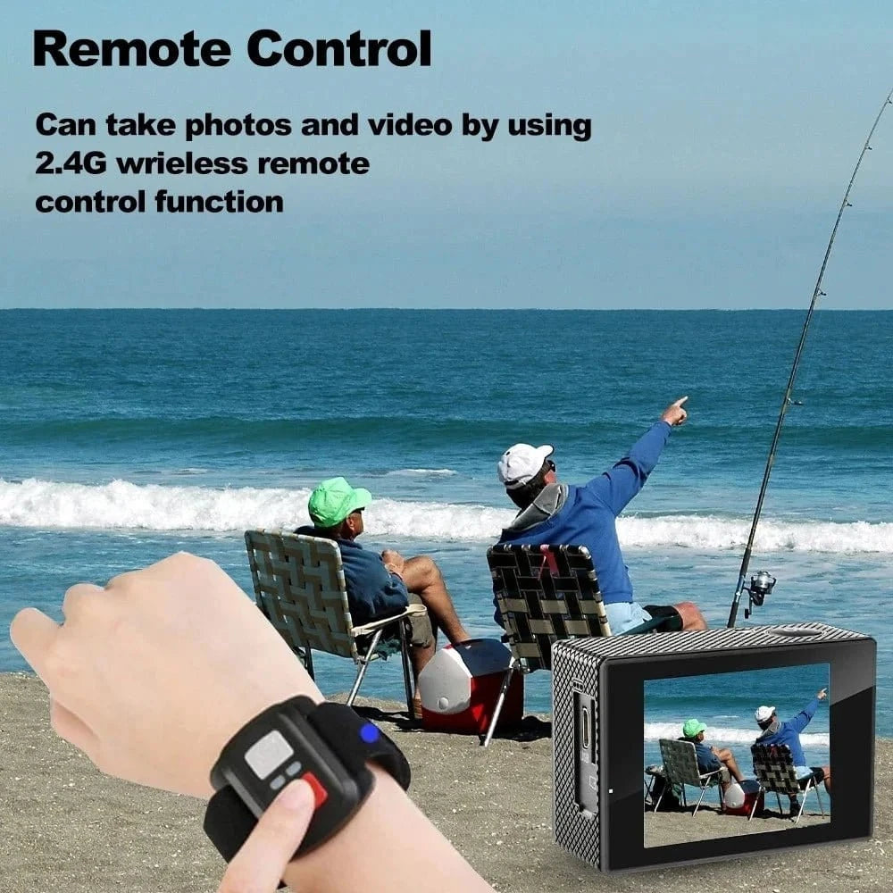 Outdoor 4K Action Camera WiFi Helmet Video Recording 4K/30FPS WiFi 2.0" 170D GPS 8X Zoom Underwater Waterproof Sports Camera - Eleconic