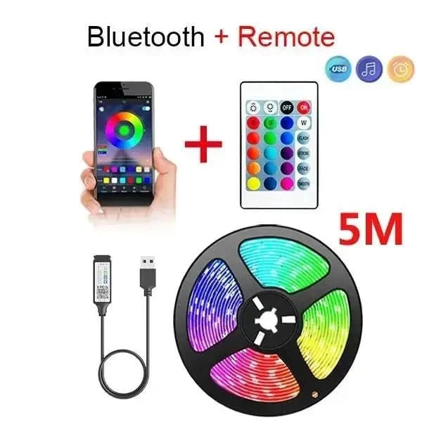 LED TV Backlights,5V USB LED Strip Lights with Bluetooth 24 Keys Remote,5050 RGB DIY Color Changing Lights for Bedroom Party - Eleconic