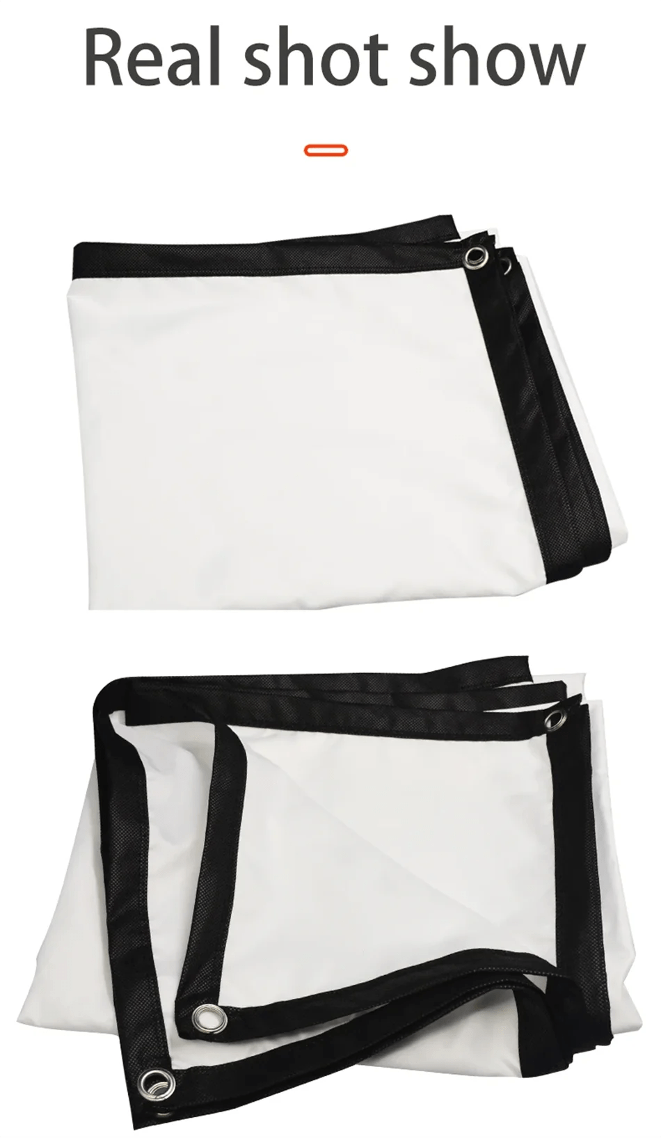 High Brightness Portable Projection Screen Anti - Light Projector Curtain Metal Reflective Cloth Fabric with Black Border& Eyelets - Eleconic