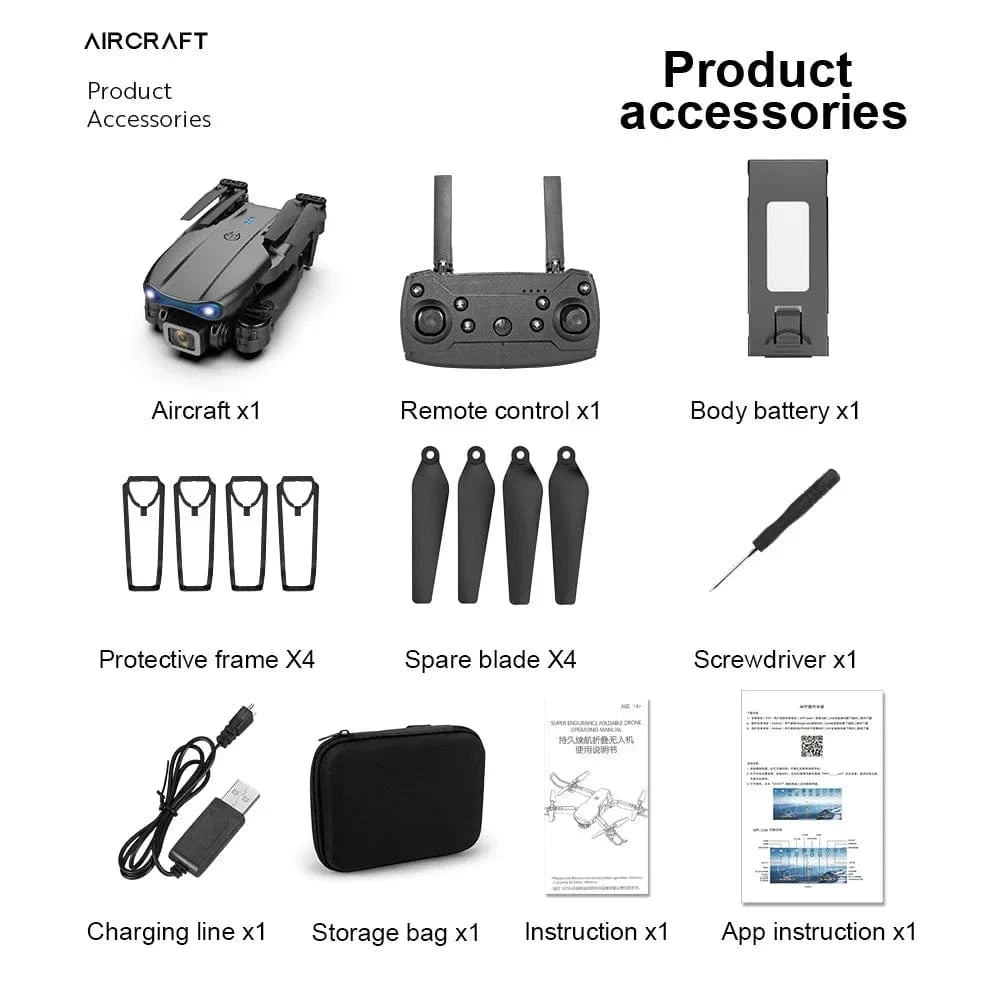 KBDFA E99Pro Drone 8K HD Dual Camera WiFi FPV Quadcopter Obstacle Avoidance Aerial Photography Professional Device - Eleconic