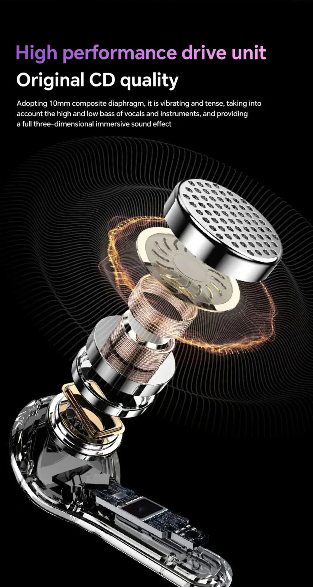 Translation Headphones with Multifunction Touch Screen Smart Wireless Bluetooth Earphone HiFi Audio Quality Business Earbud - Eleconic