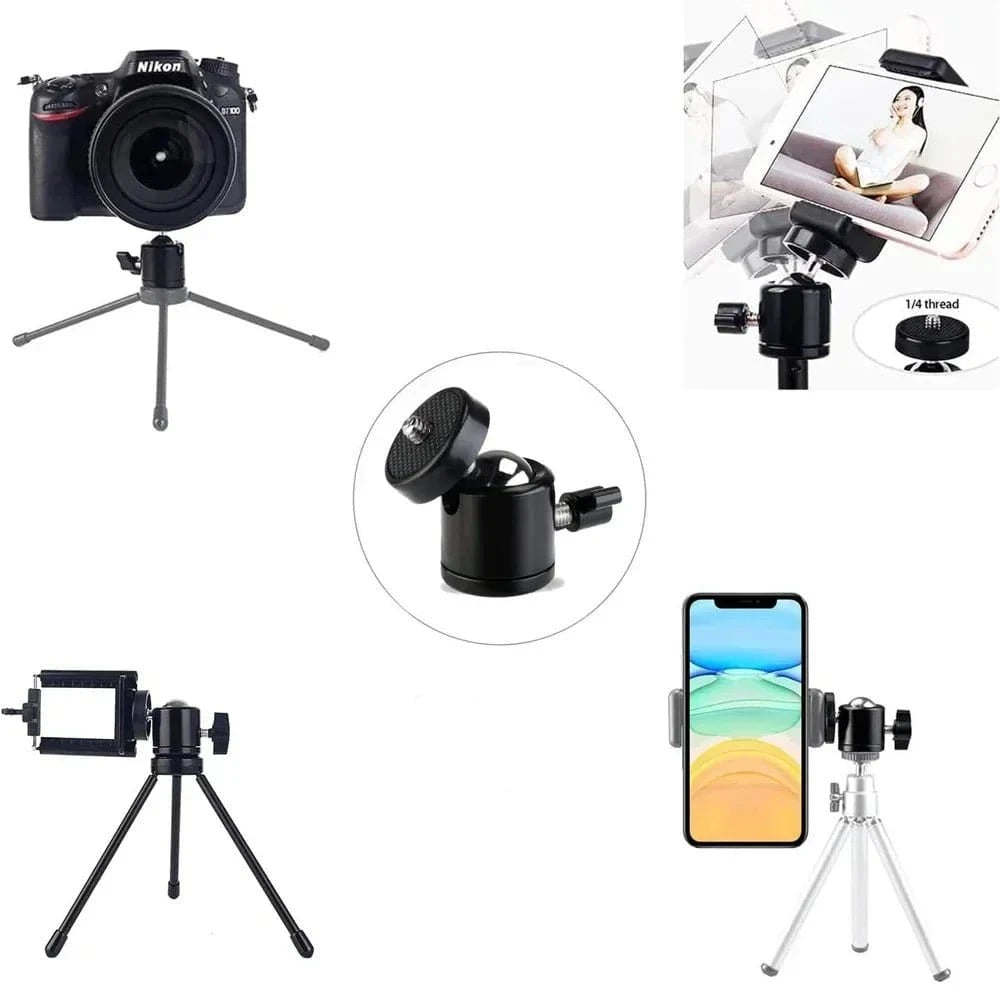 Hot Shoe 1/4 Screw Hole Tripod Mount Camera Head Adapter Ball Head with Lock LED Light Flash Bracket Holder For DSLR DV Cameras - Eleconic