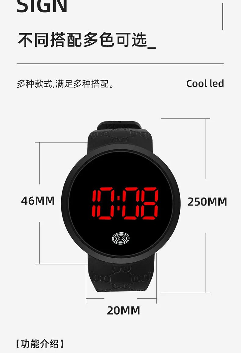 LED touch screen digital watch fashion student trend men and women couple sports LED electronic watch - Eleconic