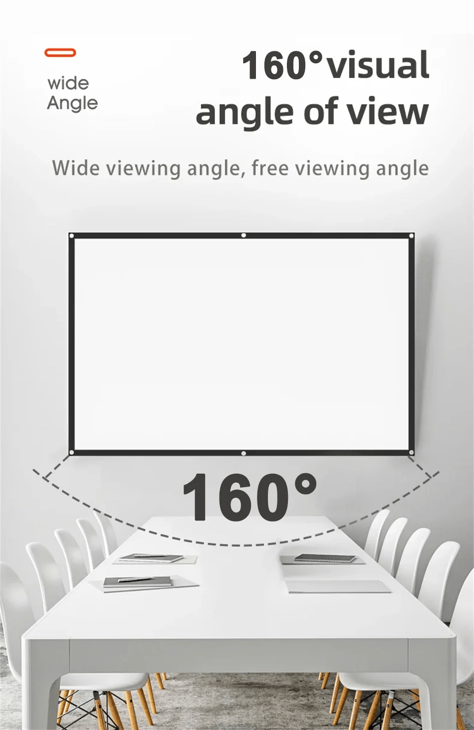 High Brightness Portable Projection Screen Anti - Light Projector Curtain Metal Reflective Cloth Fabric with Black Border& Eyelets - Eleconic