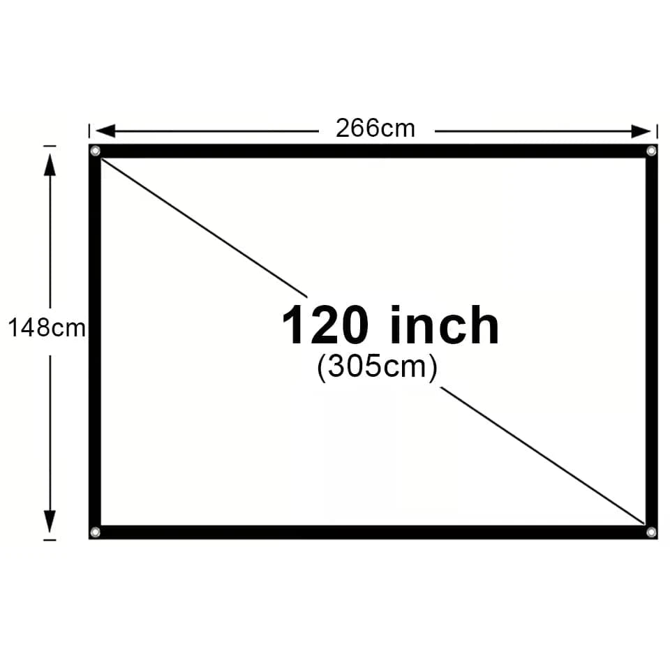 High Brightness Portable Projection Screen Anti - Light Projector Curtain Metal Reflective Cloth Fabric with Black Border& Eyelets - Eleconic