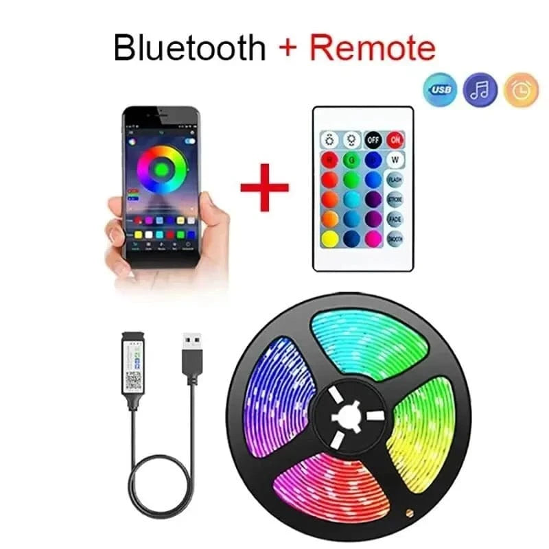 LED TV Backlights,5V USB LED Strip Lights with Bluetooth 24 Keys Remote,5050 RGB DIY Color Changing Lights for Bedroom Party - Eleconic