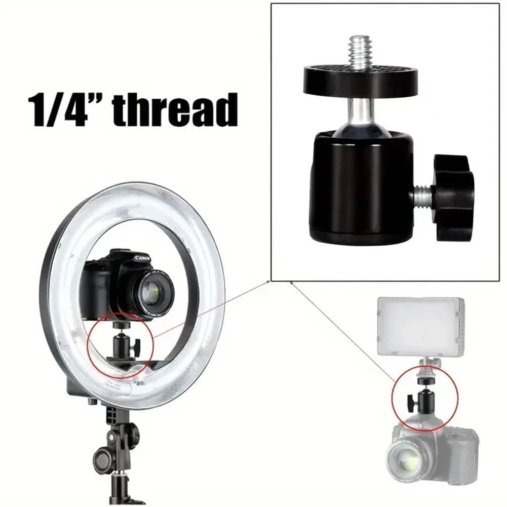 Hot Shoe 1/4 Screw Hole Tripod Mount Camera Head Adapter Ball Head with Lock LED Light Flash Bracket Holder For DSLR DV Cameras - Eleconic