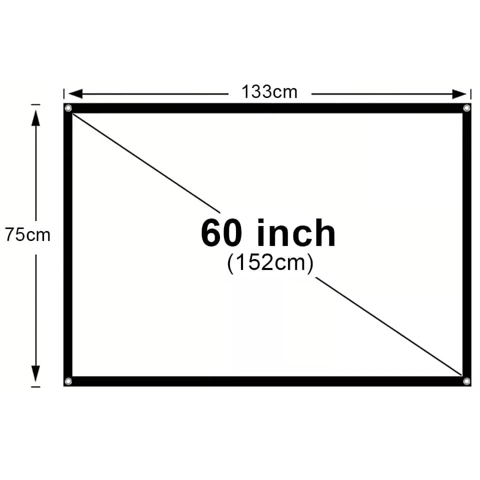 High Brightness Portable Projection Screen Anti - Light Projector Curtain Metal Reflective Cloth Fabric with Black Border& Eyelets - Eleconic