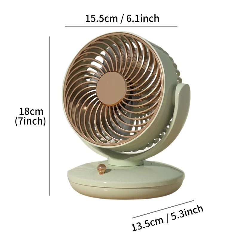 USB Plug in small Desktop Fan 6 inch Table fan 3 Speed 140° Manual Tilt and 120° Auto Oscillation For Home Office Bedroom - Eleconic