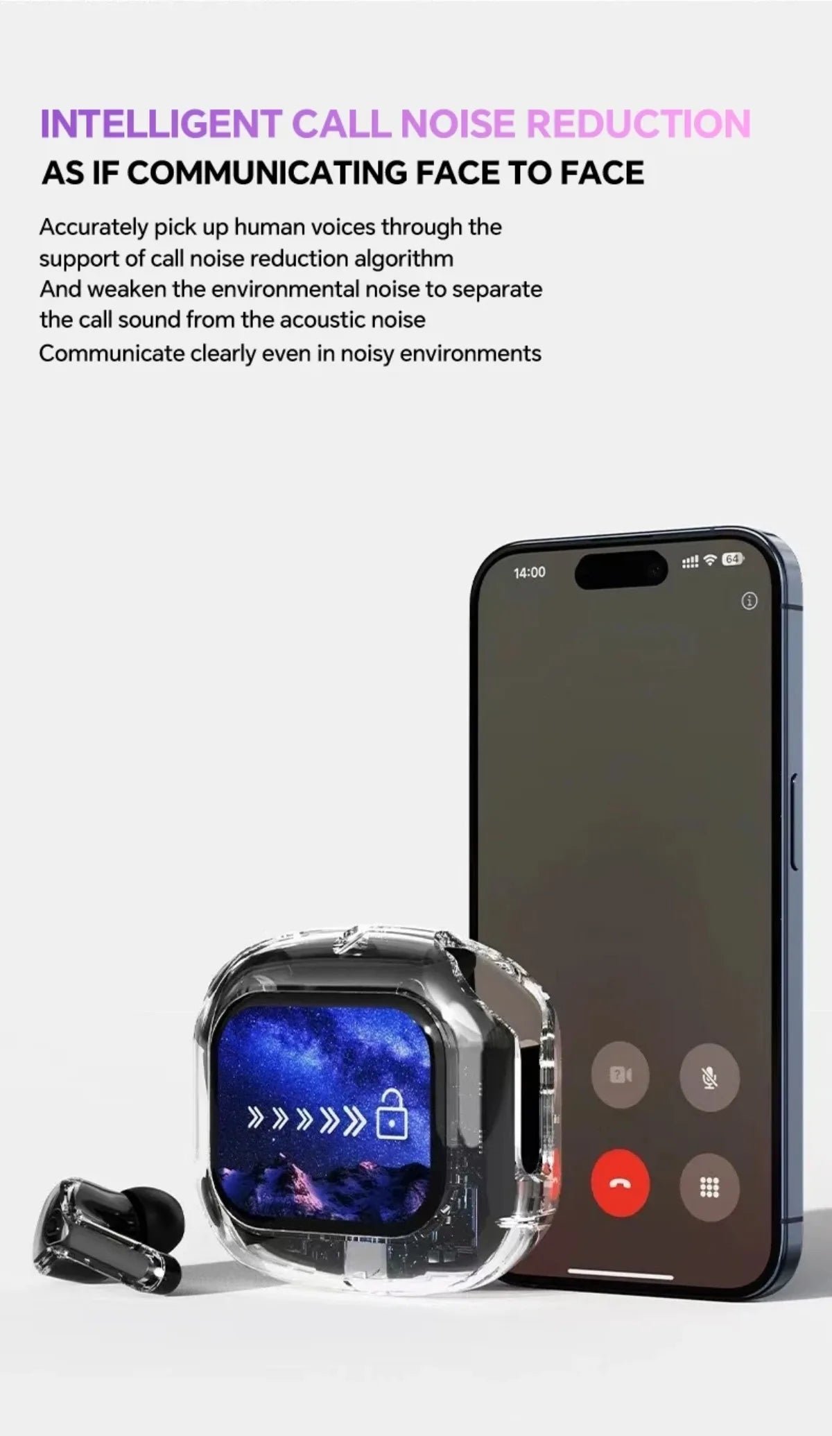 Translation Headphones with Multifunction Touch Screen Smart Wireless Bluetooth Earphone HiFi Audio Quality Business Earbud - Eleconic