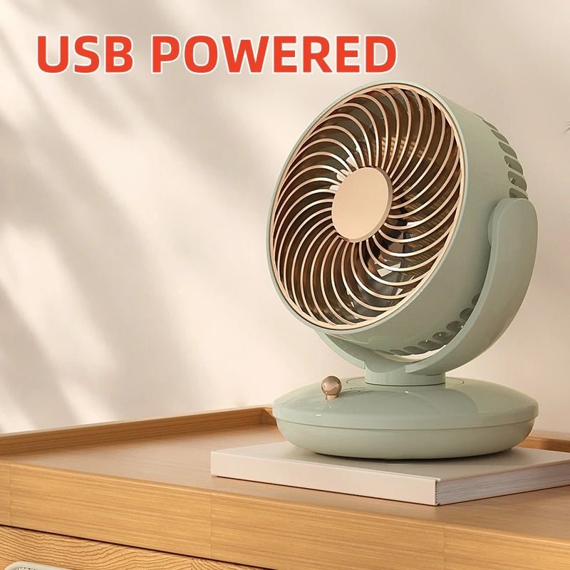 USB Plug in small Desktop Fan 6 inch Table fan 3 Speed 140° Manual Tilt and 120° Auto Oscillation For Home Office Bedroom - Eleconic