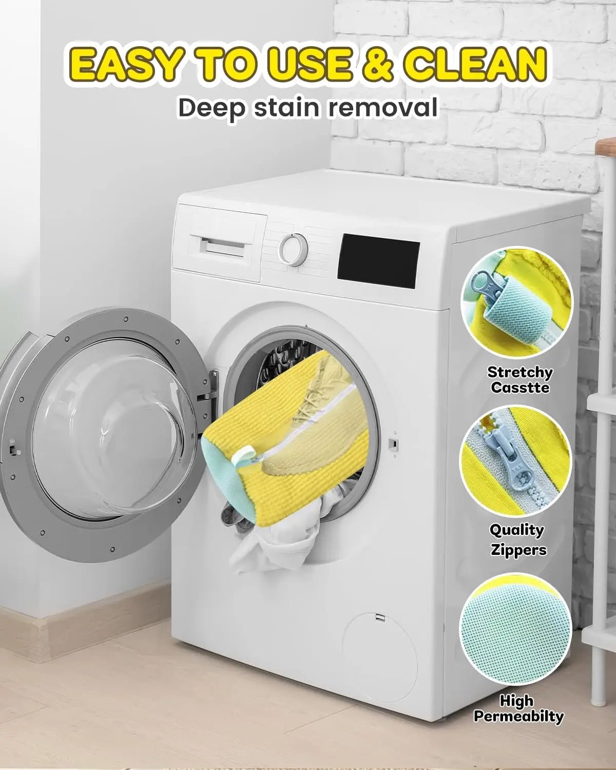 1/2PCS Washing Shoes Bag Cotton Laundry Fluffy Fibers Easily Remove Dirt Washing Bags Anti - Deformation Shoes Clothes Organizer - Eleconic