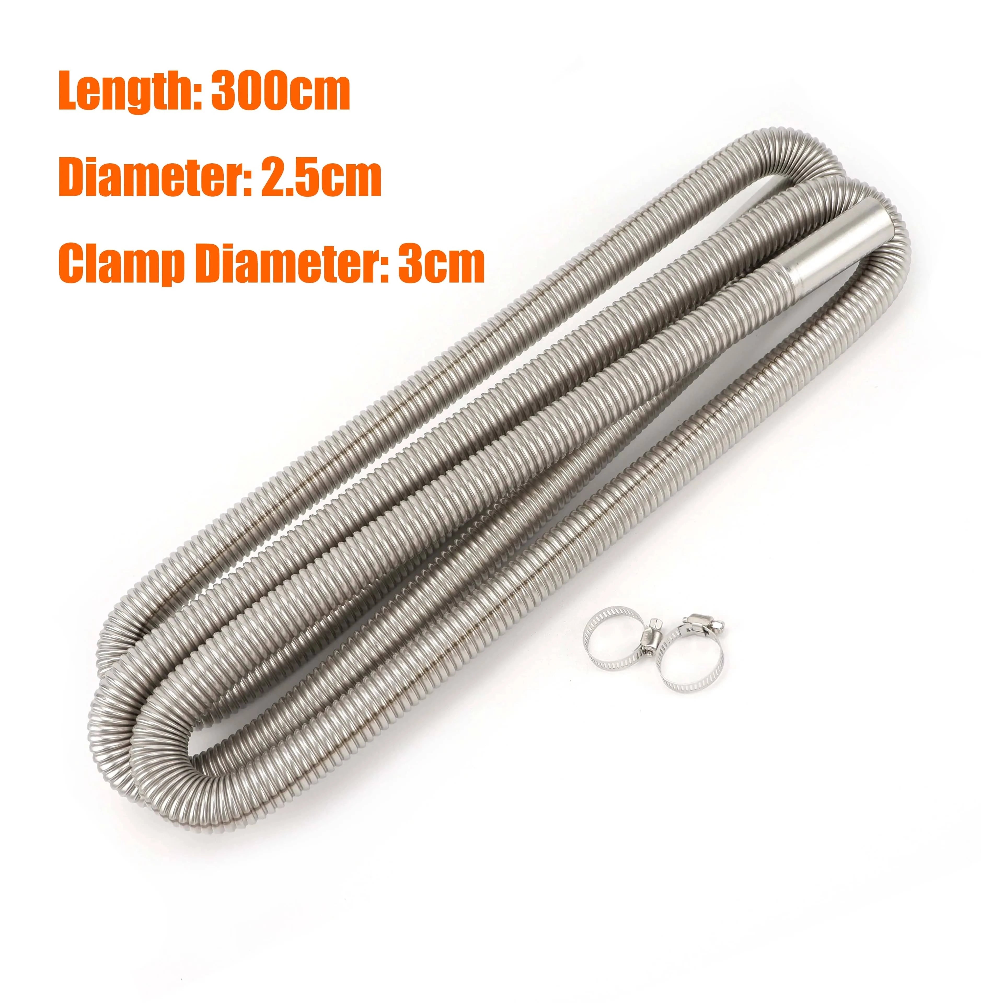 60cm 100cm 120cm 150cm 200cm 250cm 300cm Air Diesel Parking Heater Stainless Steel Exhaust Pipe Tube Gas Vent Hose Car Truck VAN - Eleconic
