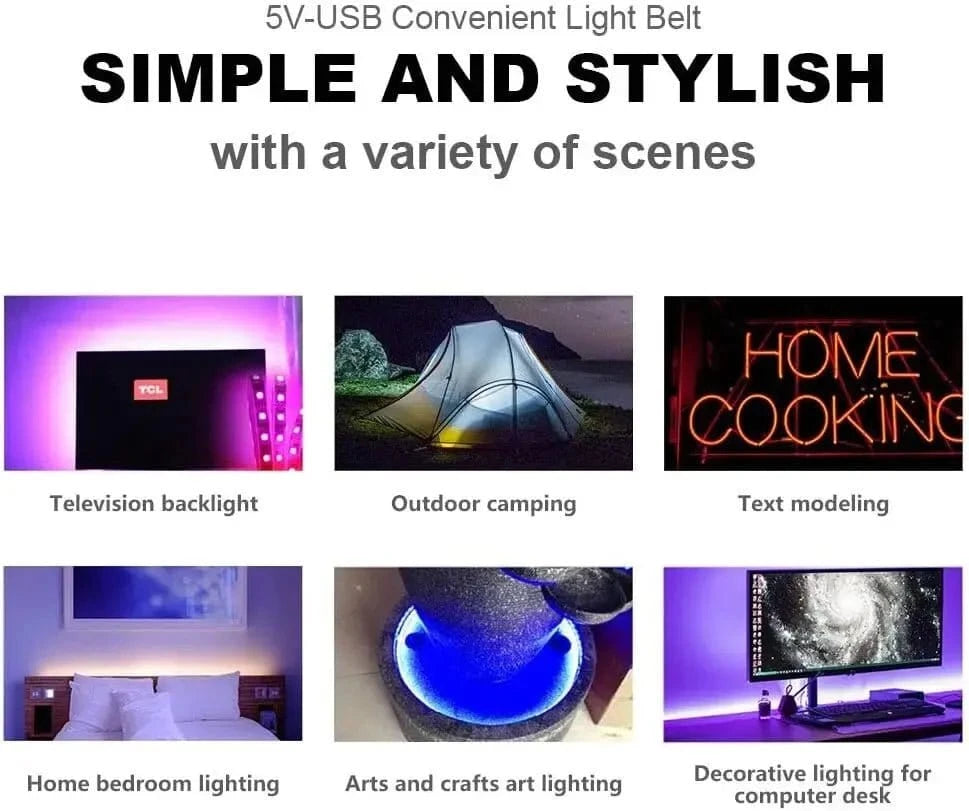 LED TV Backlights,5V USB LED Strip Lights with Bluetooth 24 Keys Remote,5050 RGB DIY Color Changing Lights for Bedroom Party - Eleconic